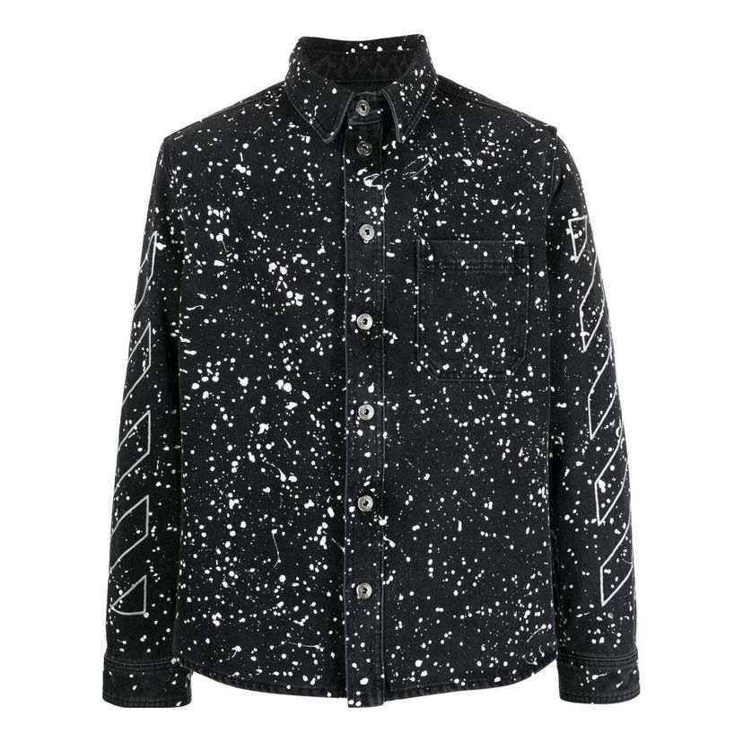 Srajce Off-White Black Splatter Print Shirt Črna | OMYD027F22DEN0011001