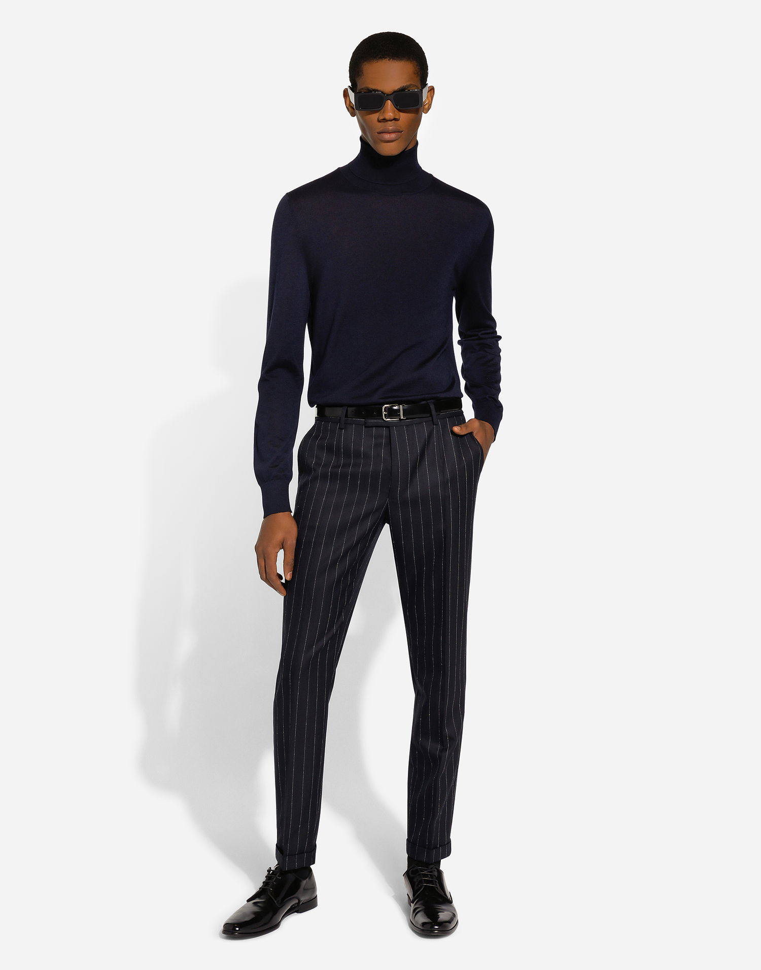 Hlače Dolce & Gabbana Dolce & Gabbana Tailored Striped Wool Pants Mornarica | GP09TTFR21HS8052, 1