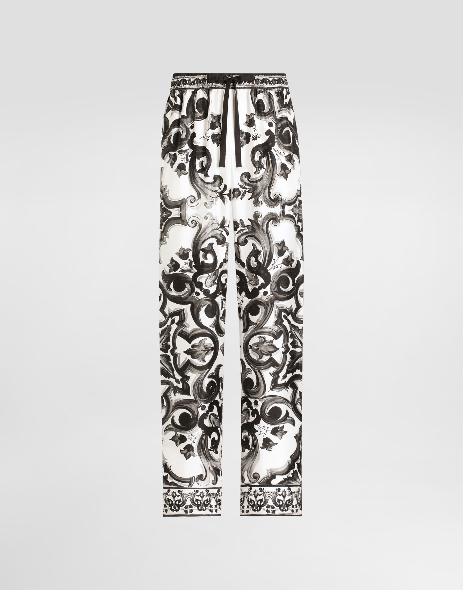 Hlače Dolce & Gabbana Dolce & Gabbana Majolica-Print Twill Trousers Bela | GVRMATHI1SVIN3TN, 0