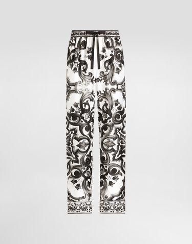 Hlače Dolce & Gabbana Dolce & Gabbana Majolica-Print Twill Trousers Bela | GVRMATHI1SVIN3TN, 0