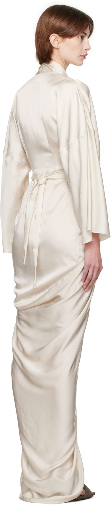 Obleke Rick Owens Rick Owens Hollywood Wrap Maxi Dress Bež | RP01E7566 SCH, 2