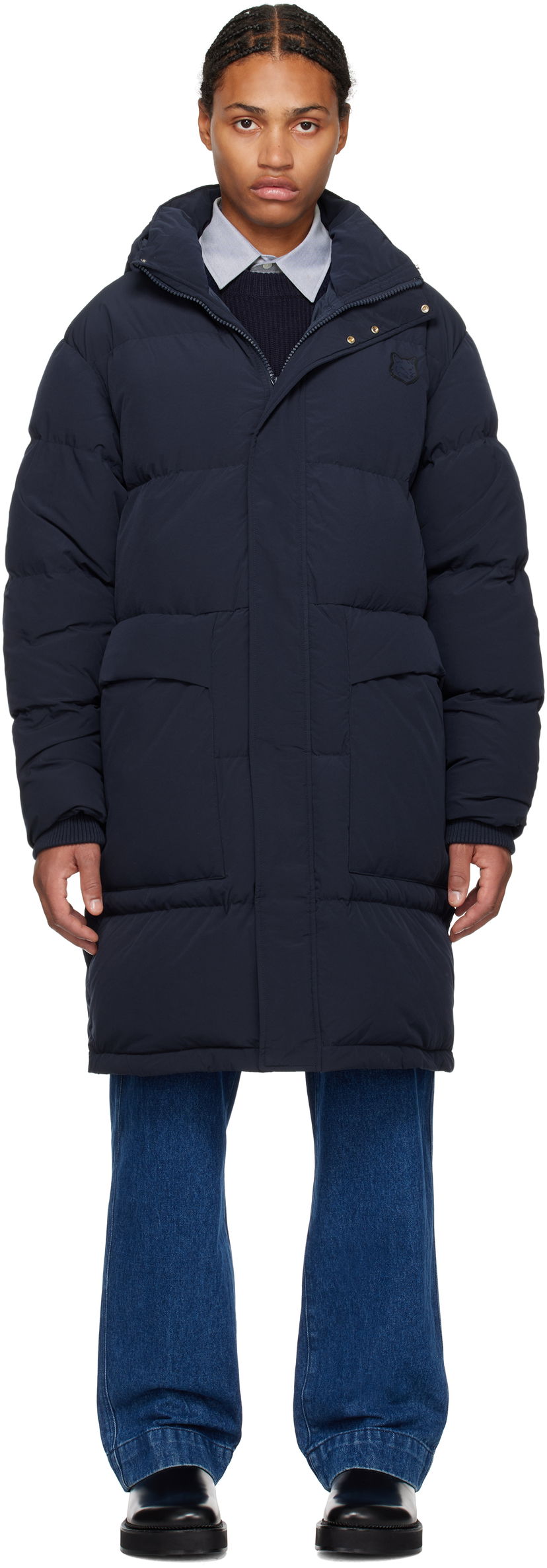 Puhovka MAISON KITSUNÉ Hooded Down Puffer Coat Mornarica | NM02207WQ4031