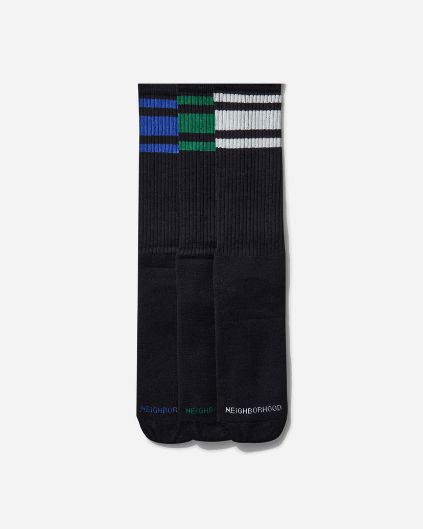 Nogavice Neighborhood 3-Pack Crew Socks Črna | 251KWNH-UWM01 BK