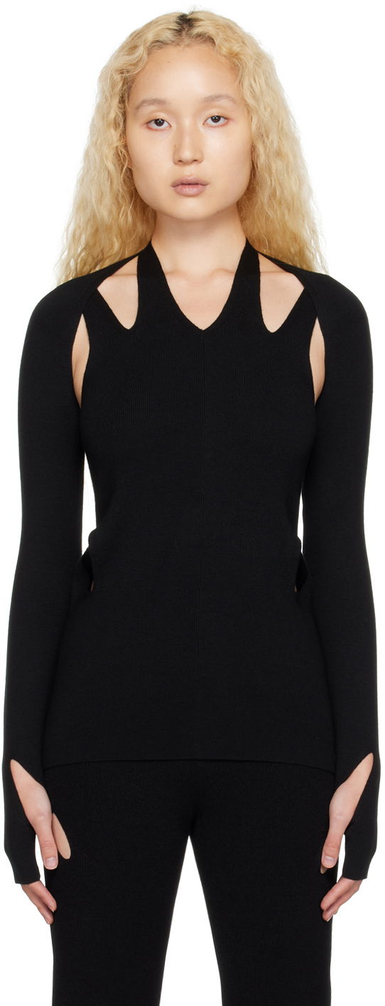 Majica brez rokavov Dion Lee Cutout Long Sleeve Top Črna | C7146F22