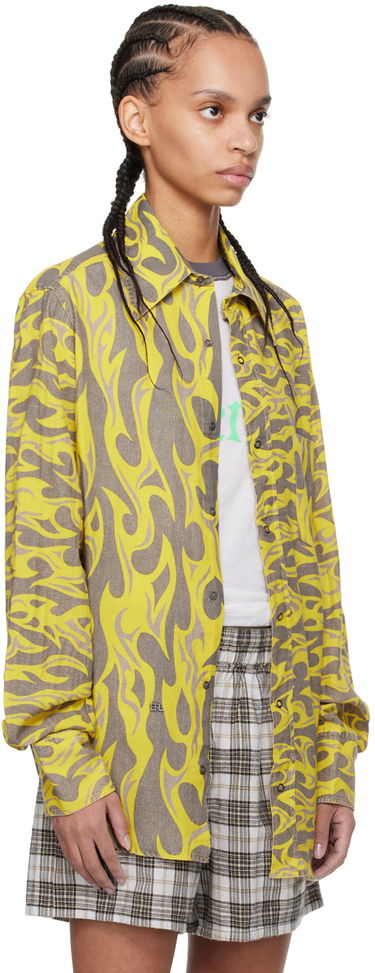Srajce ERL ERL Flame Print Relaxed Shirt Rumena | ERL08B004, 1