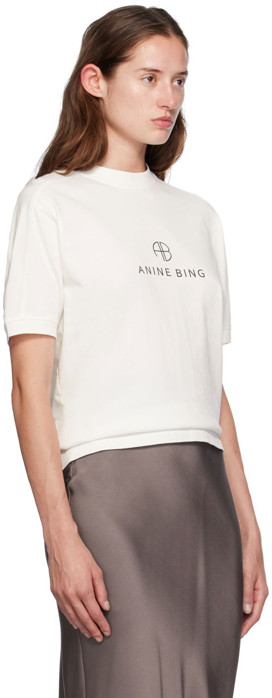 Majica Anine Bing ANINE BING Jaylin Monogram T-Shirt Bela | A-08-10280-IVY1, 1