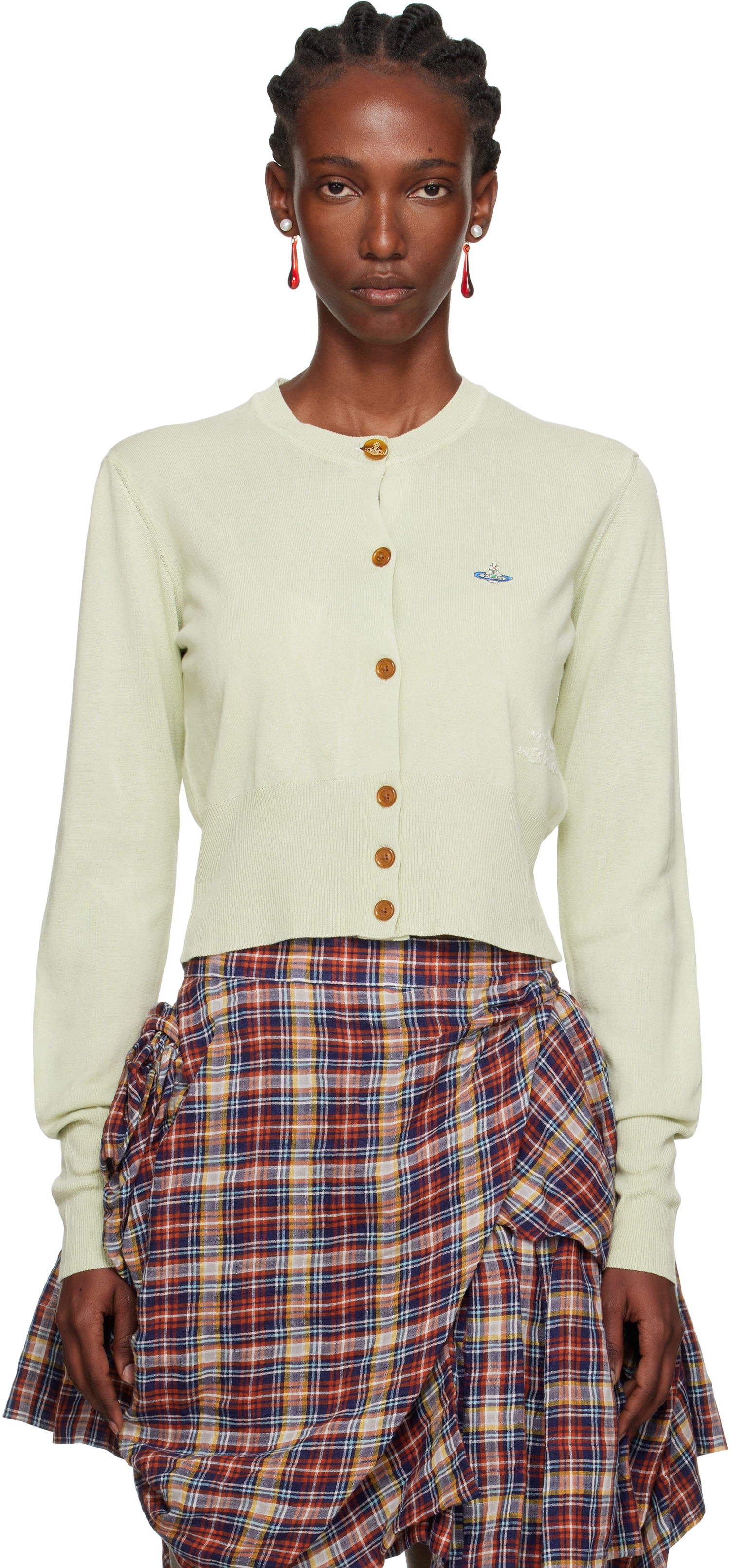 Pleteni pulover Vivienne Westwood Vivienne Westwood Bea Cropped Cardigan Zelena | 1803002U-Y003K-, 0