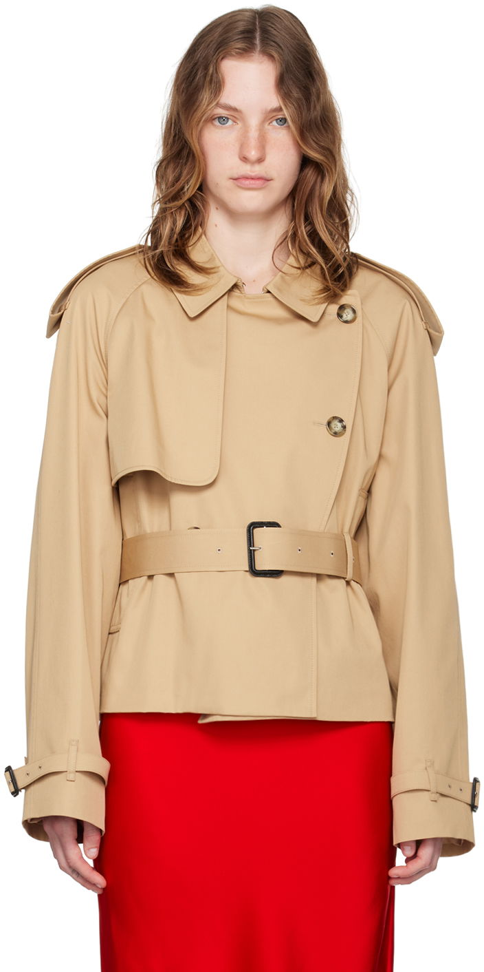 Trenčkot Stella McCartney Stella McCartney Cropped Trench Coat Bež | 6700393CU403