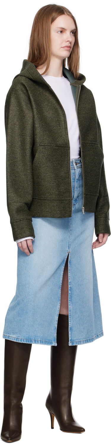 Pulover A.P.C. A.P.C. Alvin Wool Zip-Up Hoodie Zelena | PSAFU-M27993, 3