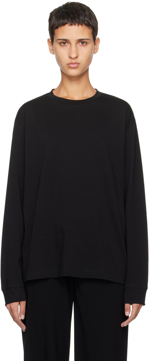 Majica The Row Ciles Long Sleeve T-Shirt Črna | 6891-K220
