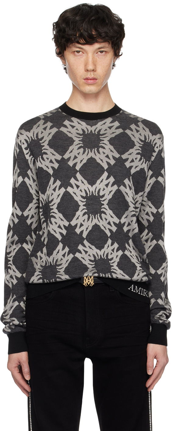Pleteni pulover AMIRI Quad Crewneck Sweater Siva | AMKNCW1057, 0