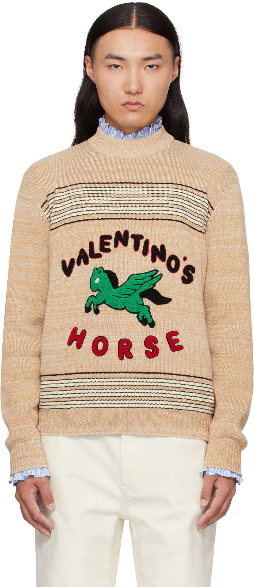 Pleteni pulover Valentino Valentino 'Valentino's Horse' Knit Sweater Bež | 7V3KC34EB27