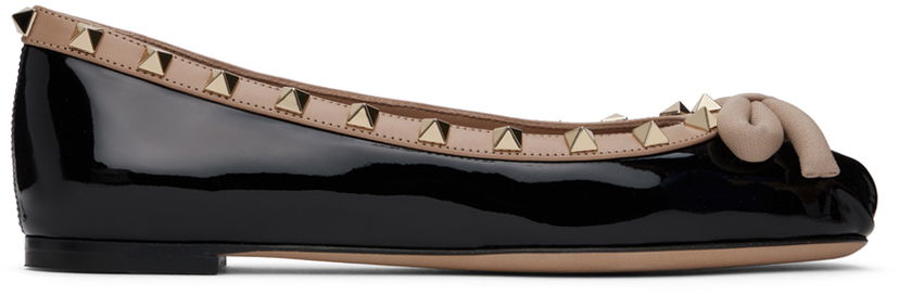 Nega čevljev Valentino Valentino Garavani Rockstud Patent Leather Ballerina Flats Črna | 5W2S0HQ5VNW