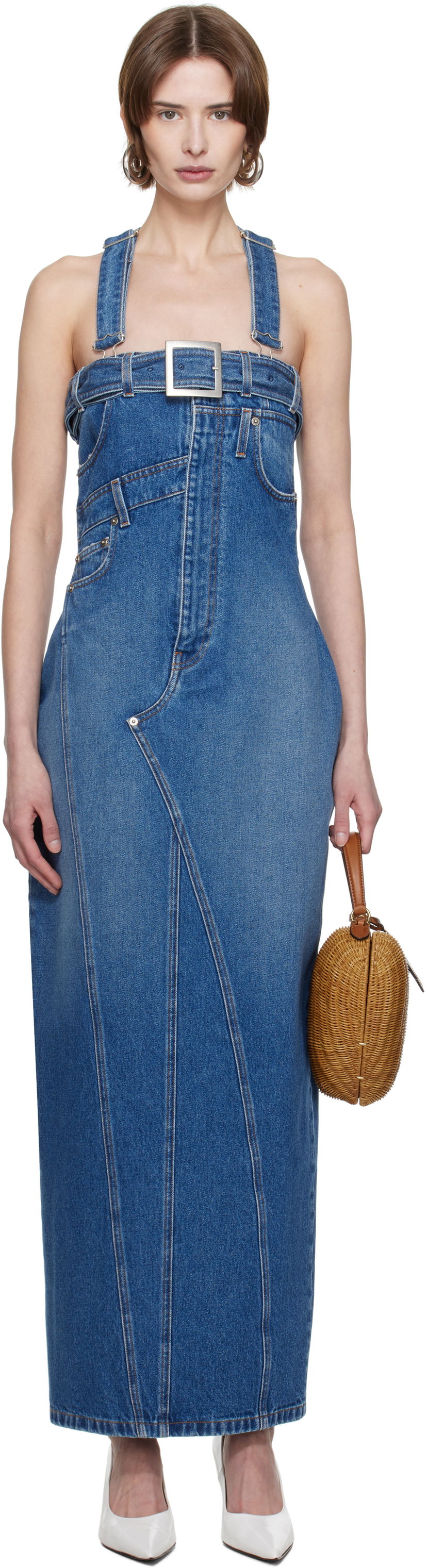 Obleke Jean Paul Gaultier Jean Paul Gaultier 'The Overall' Denim Maxi Dress Modra | 25/33-F-RO303-D013-57