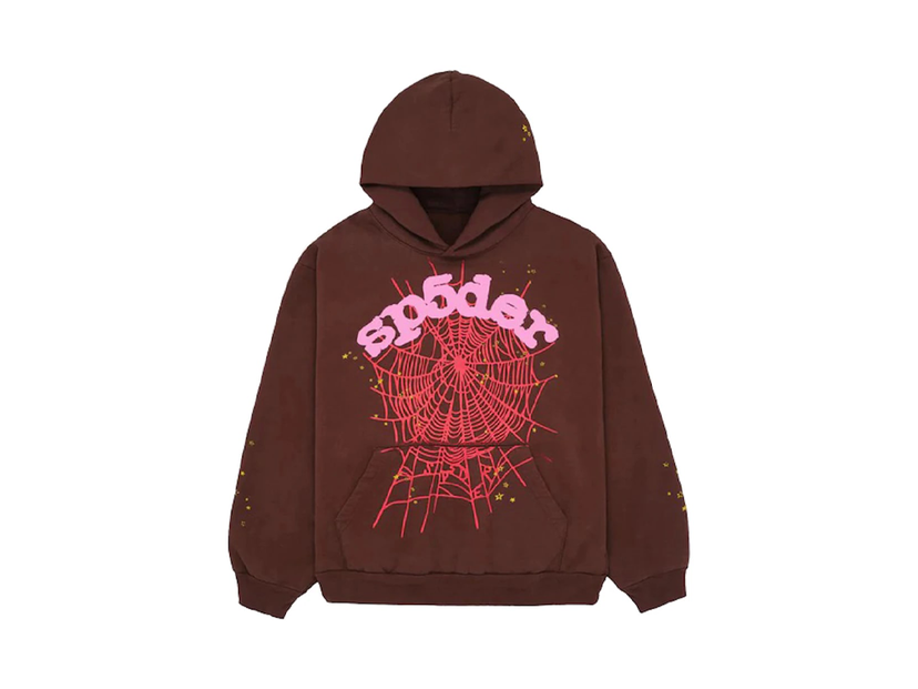 Pulover Sp5der Web Hoodie Brown Rjava | SP5 8D WEB HBR