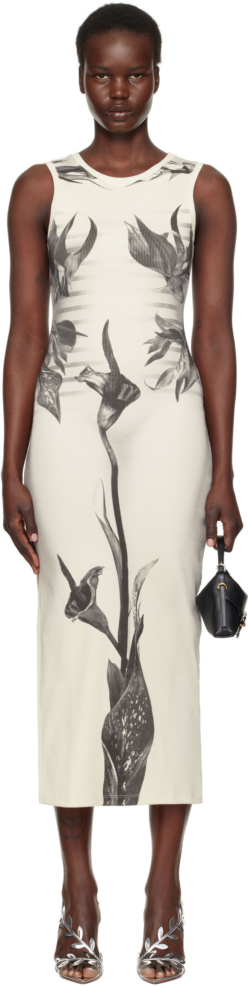 Obleke Jean Paul Gaultier Jean Paul Gaultier Flower Body Morphing Marinière Maxi Dress Bež | 25/33-F-RO360-J579-010200