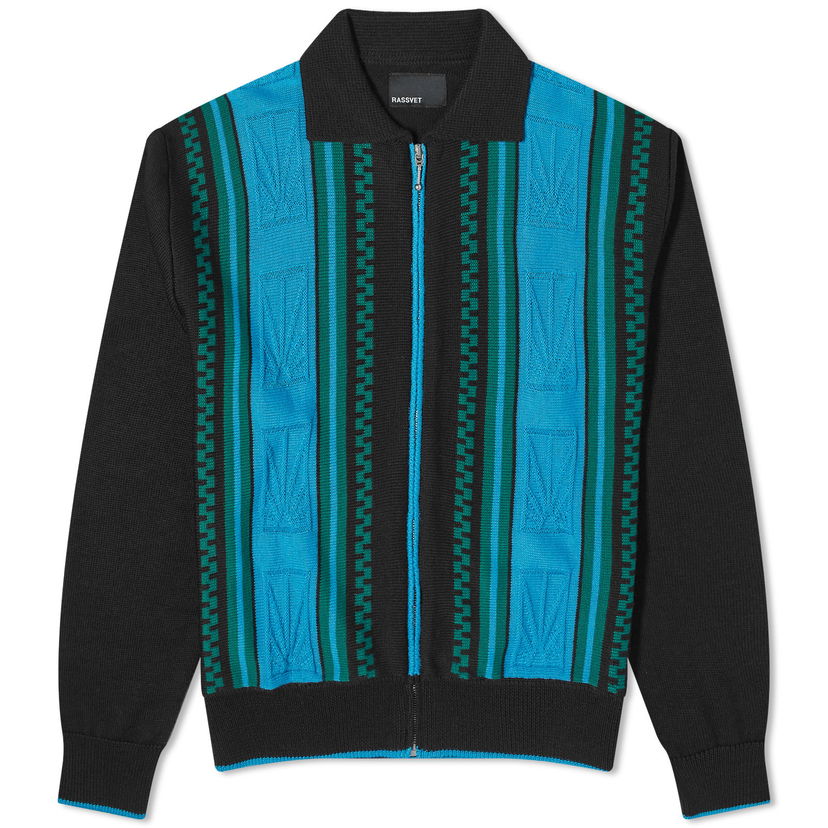 Pleteni pulover PACCBET Stripe Zip Cardigan Modra | PACC14N004-BLU