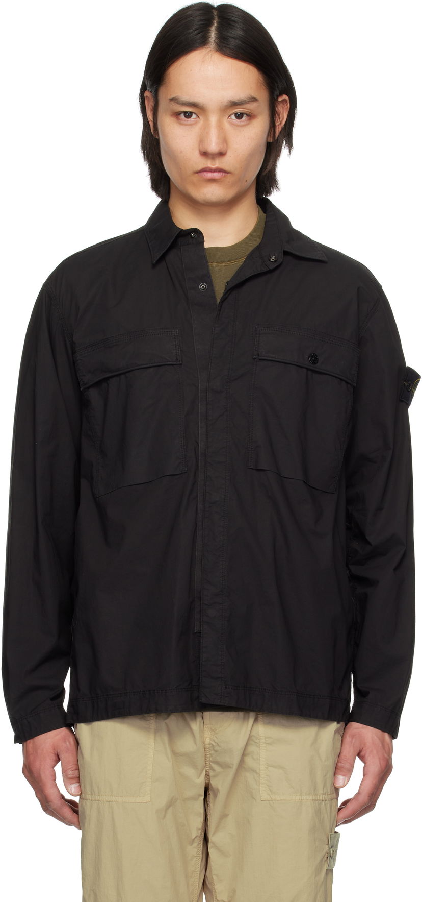 Srajce Stone Island Stone Island Stretch Cotton Shirt Črna | K1S15 1200015 S0003