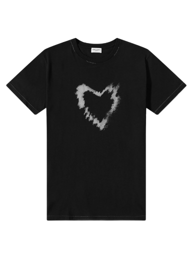 Majica Saint Laurent Heart Crew Tee Črna | 682175Y36OB-1058