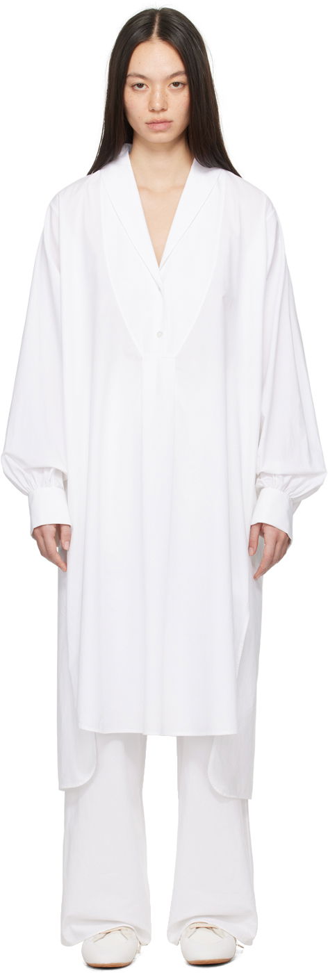 Obleke The Row Elinor Maxi Shirt Dress Bela | 7797-W2517