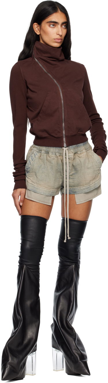 Kratke hlače Rick Owens DRKSHDW Concordians Fog Faded Layered Drawstring Boxer Denim Shorts Črna | DS02E7319 DMP, 3
