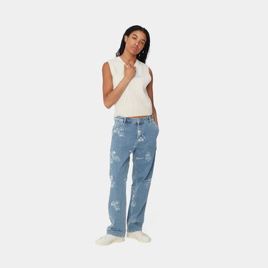 Kavbojke Carhartt WIP Stamp Print Bleached Denim Pants Modra | I033742_9, 2