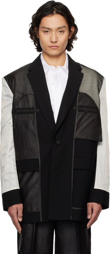 Plašči Feng Chen Wang Feng Chen Wang Deconstruction Patchwork Blazer Črna | FUS19JK02, 0
