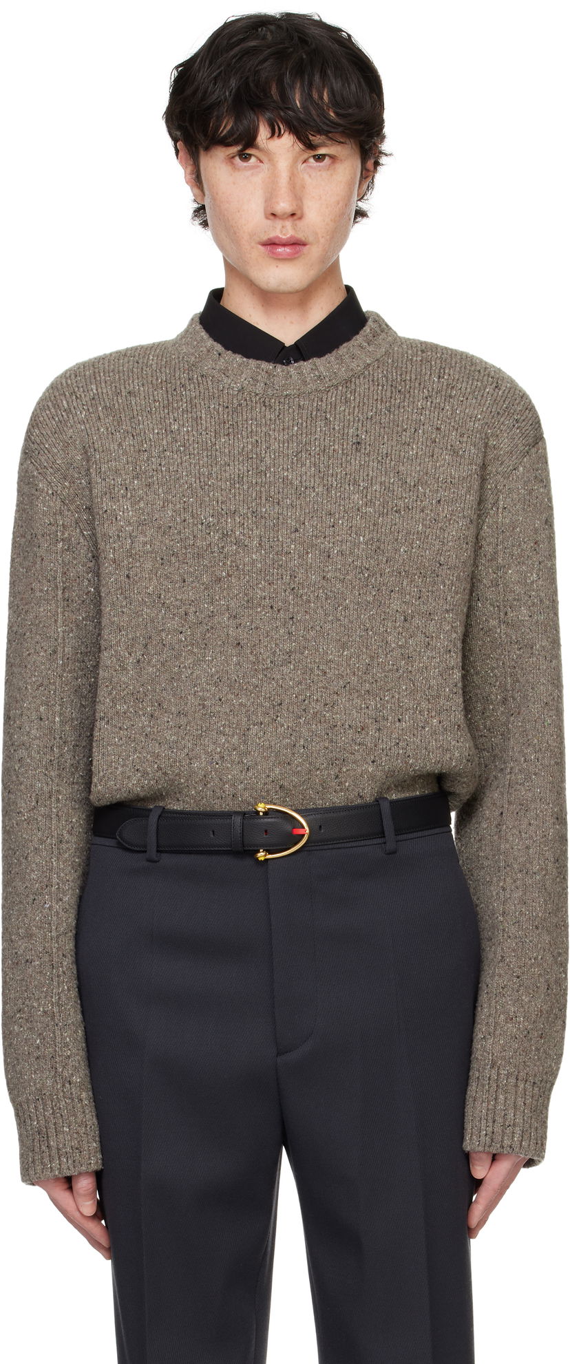 Pleteni pulover Bottega Veneta Wool Tailored Sweater Rjava | 799141-V4TK0-1830