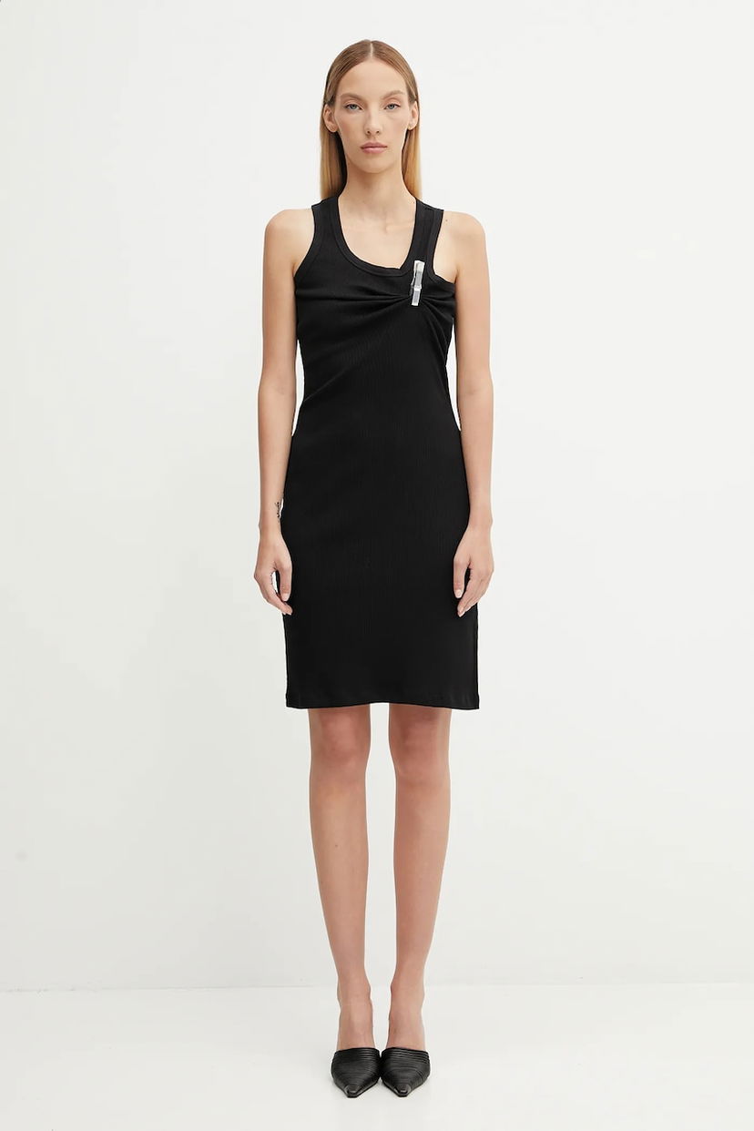 Obleke Coperni Coperni Washing Clip Rib Midi Dress Črna | COPR192F5033