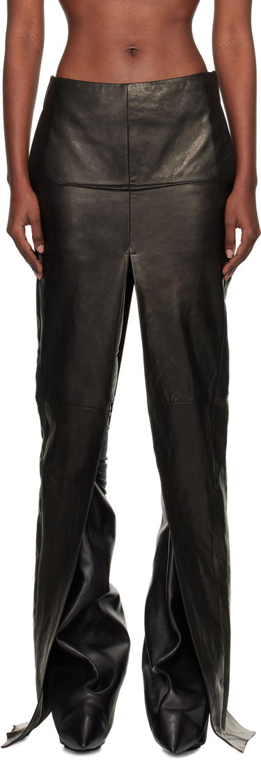 Krila Rick Owens Concordians Sliced Draped Leather Maxi Skirt Črna | RO02E4387 LNV, 0