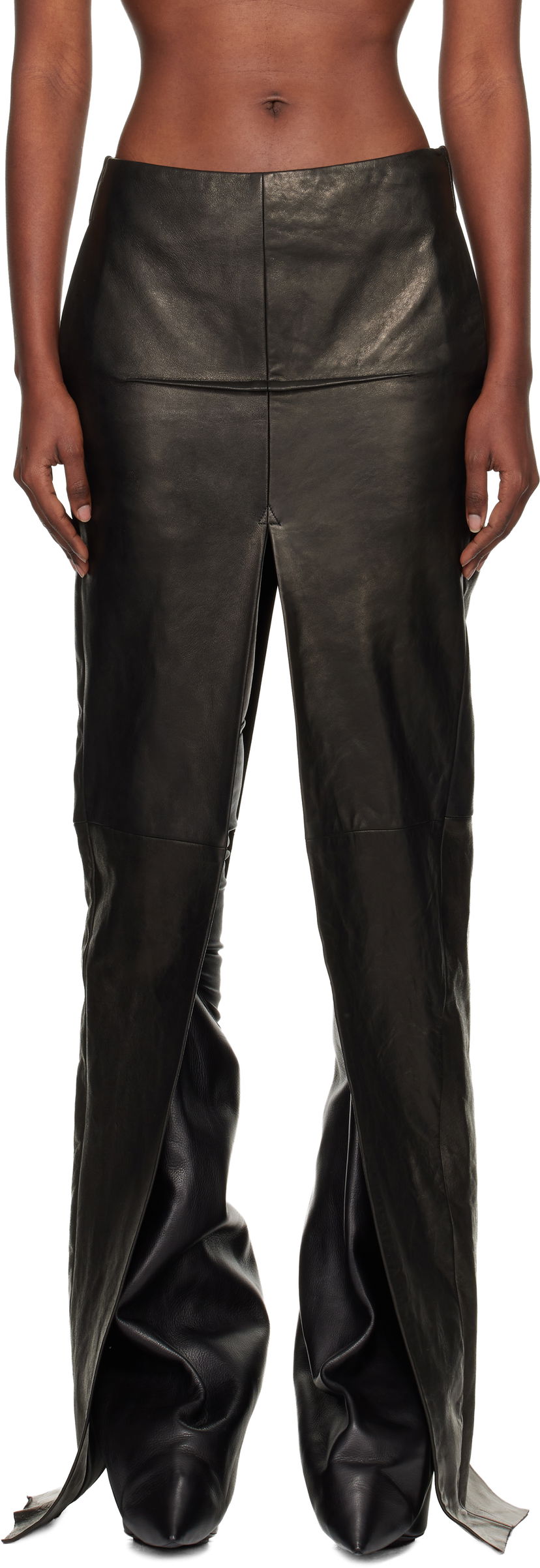 Krila Rick Owens Concordians Sliced Draped Leather Maxi Skirt Črna | RO02E4387 LNV