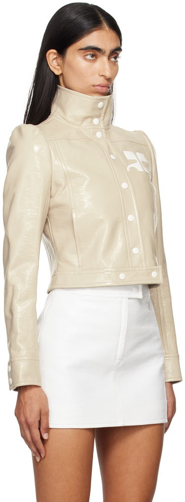 Jakna Courrèges Reedition Cropped Faux Leather Jacket Bež | PERCBL005VY0014, 1