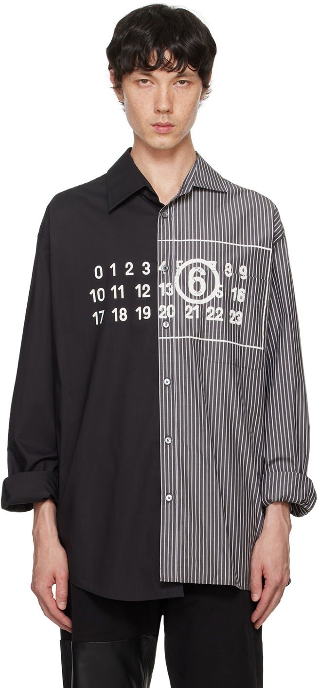 Srajce Maison Margiela Asymmetric Stripe Long Sleeve Shirt Črna | SH0DT0016 MTN013