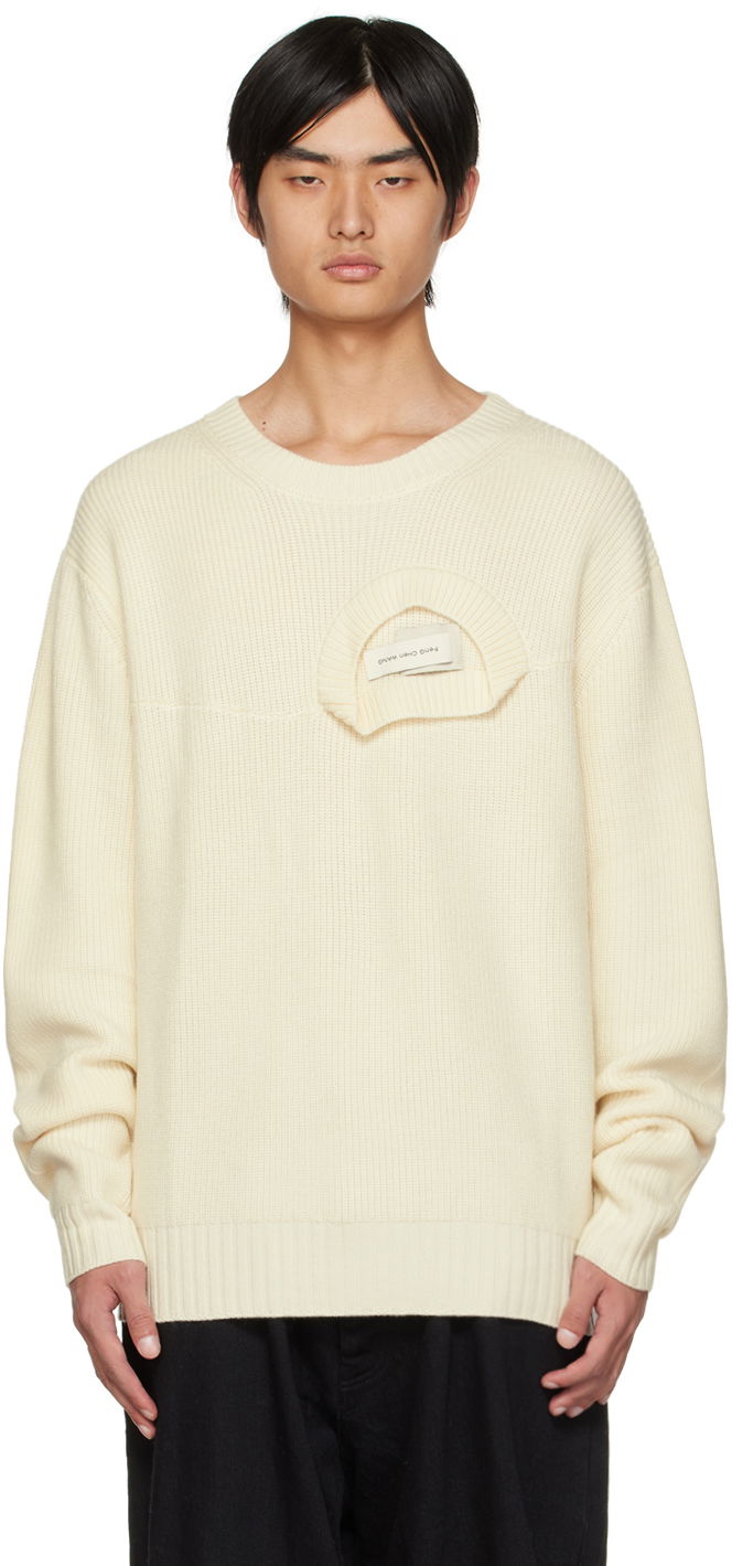 Pleteni pulover Feng Chen Wang Feng Chen Wang Double Neck Sweater Bež | FUF14KT12