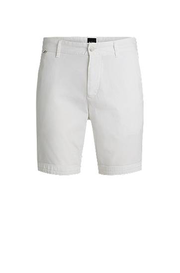 Kratke hlače BOSS Slim-Fit Stretch-Cotton Twill Shorts Bela | 50540743