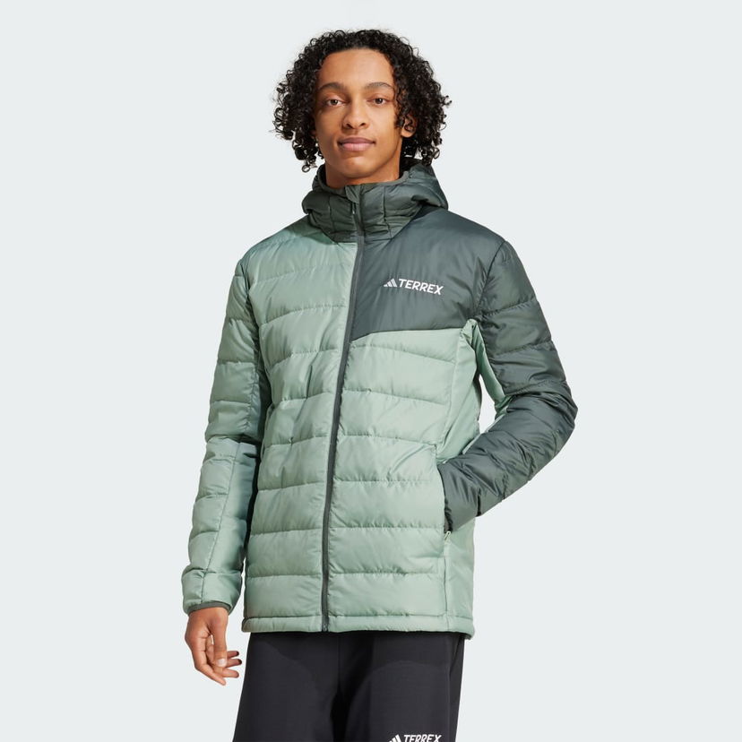 Puhovka adidas Performance Terrex Multi Light Down Hooded Jacket Zelena | JD8393