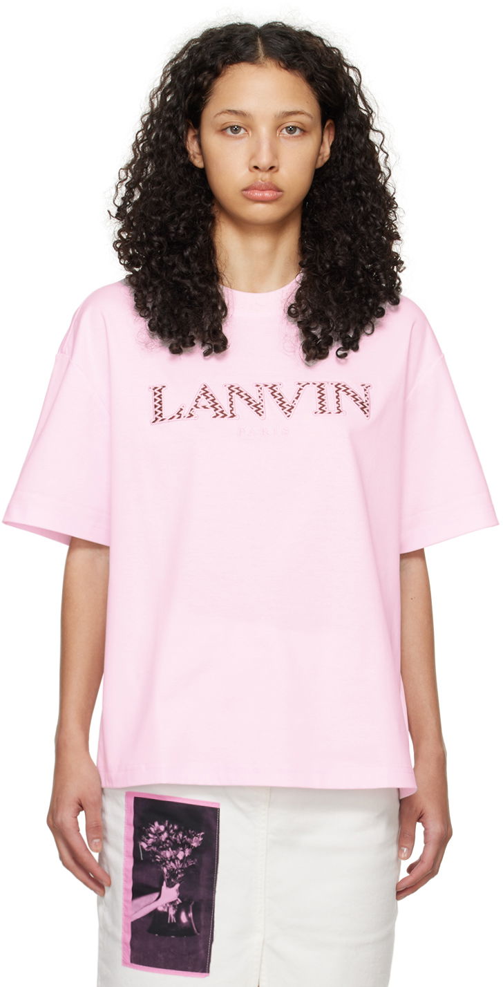 Majica LANVIN Oversized Embroidered Curb T-Shirt Roza | RW-TS0022-J207-P24