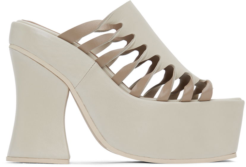Modni dodatki Eckhaus Latta Eckhaus Latta Twist Strap Platform Mules Bež | FEKLWTSPL00509