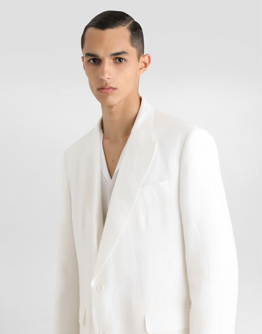 Jakna Dolce & Gabbana Dolce & Gabbana Single-Breasted Linen Jacket Bela | G2QS6TFU4MCW0111, 3
