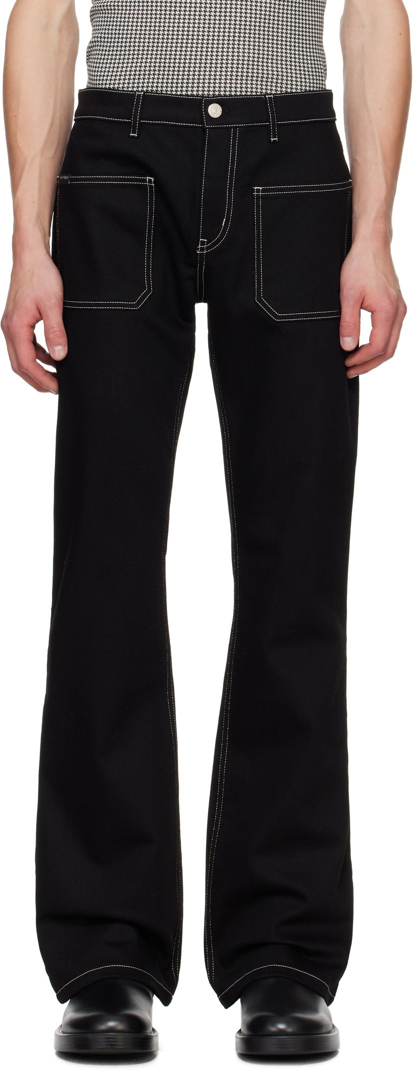 Kavbojke Courrèges Courrèges Topstitched Bootcut Jeans Črna | 324DPA208DE0020