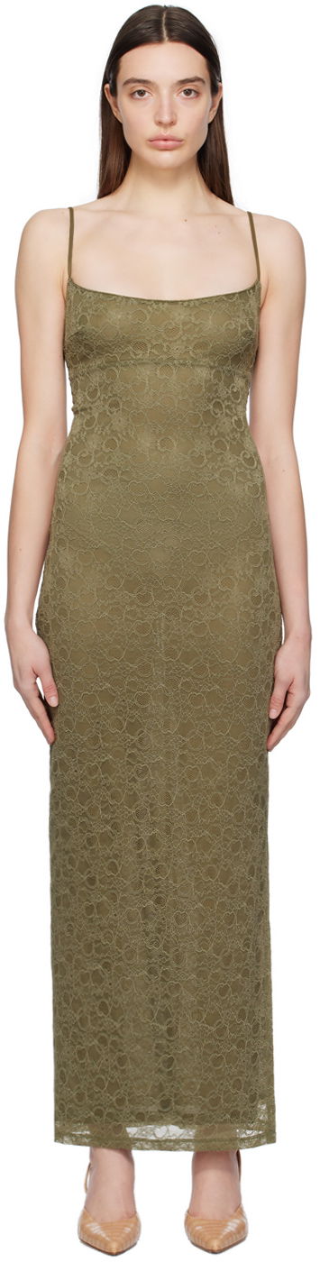 Obleke Miaou Miaou Thais Lace Maxi Dress Zelena | 5019SLHUN