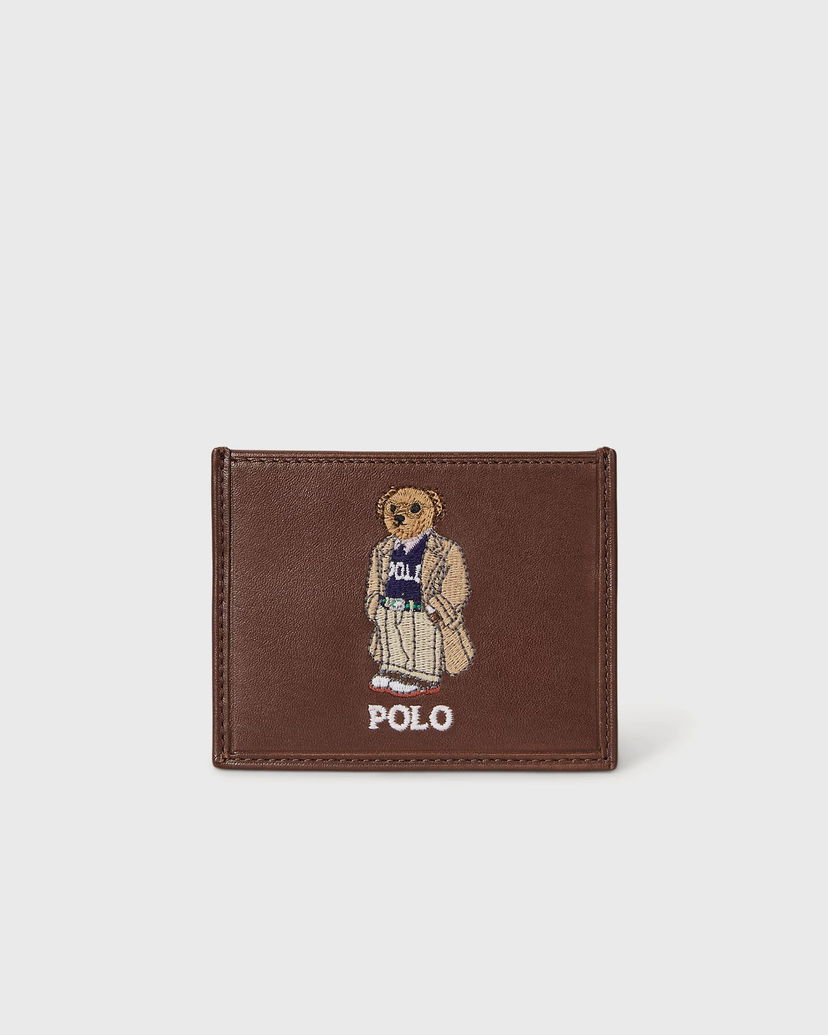 Denarnica Polo by Ralph Lauren Polo Bear Embroidered Card Case Rjava | 405978047001