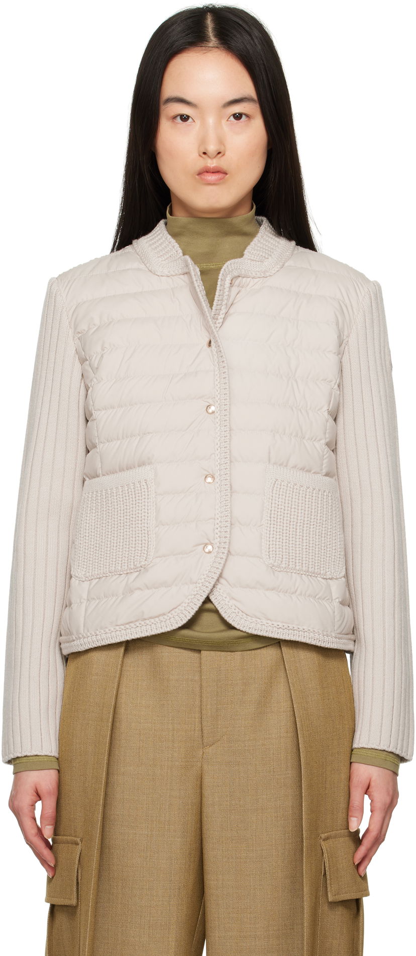 Puhovka Moncler Moncler Padded Wool Down Cardigan Bež | 9B000-13 M1131