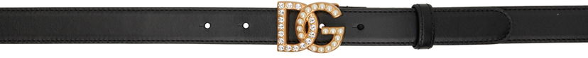Pasovi Dolce & Gabbana Black Bejeweled 'DG' Belt Črna | BE1577AQ339