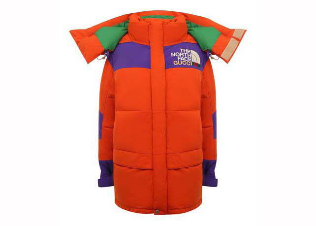 Jakna Gucci The North Face x Long Down Jacket Orange/Purple/Green Rdeča | 663921 XKQSL 6167