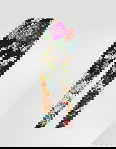 Hlače Dolce & Gabbana Dolce & Gabbana Charmeuse Flower Bouquet-Print Pants Črna | FTCQ4TFSA7WHN5PC, 0