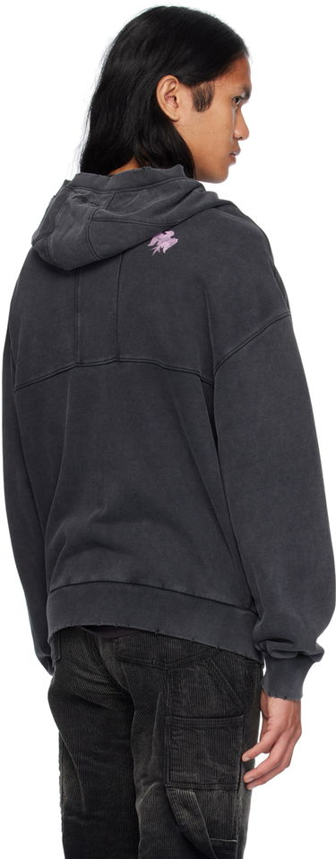 Pulover We11done We11done Wide Neck Graphic Zip Hoodie Črna | WD-TJ2-24-845-U-BK, 2