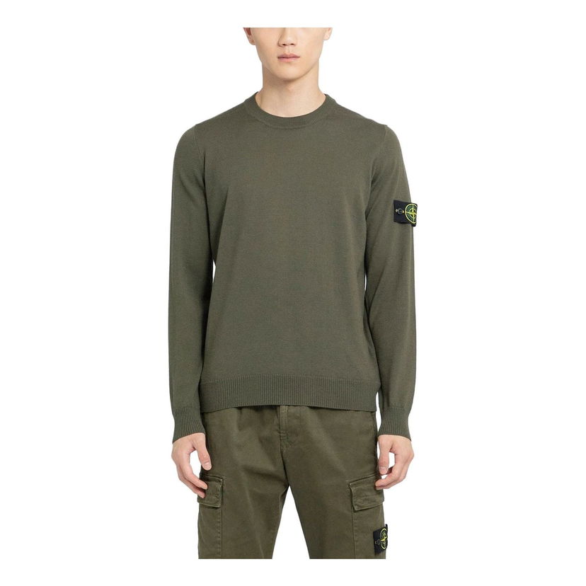 Pleteni pulover Stone Island Logo Patch Crewneck Sweatshirt Zelena | 7915510C4-V0058