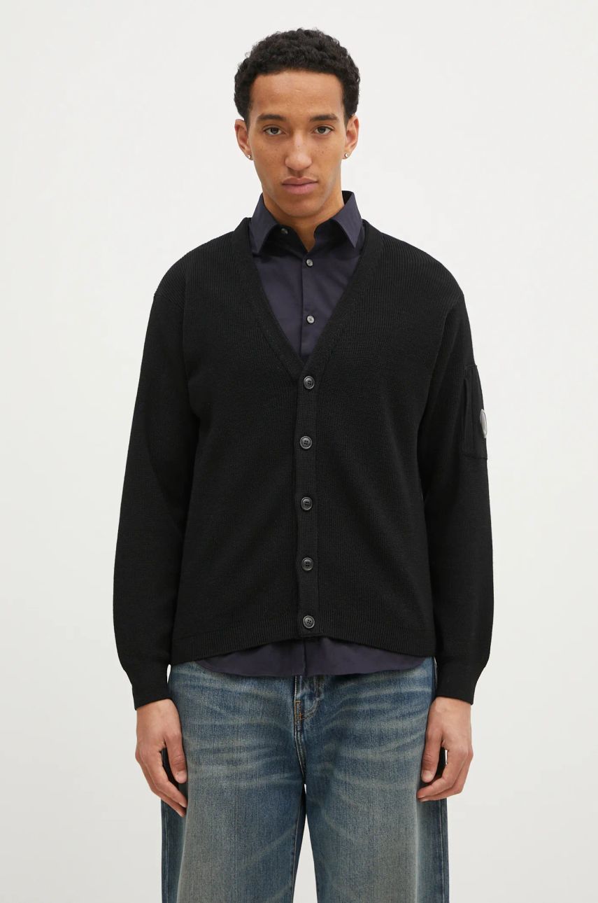 Pleteni pulover C.P. Company Re-Wool Knit Cardigan Črna | 17CMKN253A006595A, 0