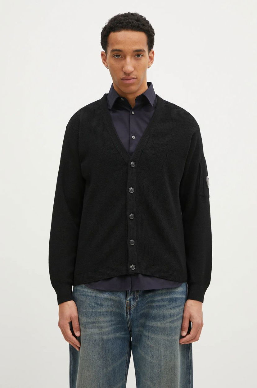 Pleteni pulover C.P. Company Re-Wool Knit Cardigan Črna | 17CMKN253A006595A
